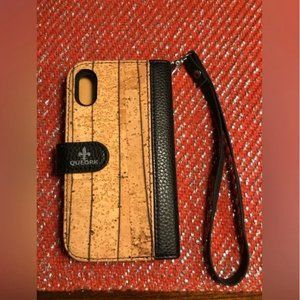 QUEORK Wristlet Clutch iPhone Case for X/XS Wallet Case Magnetic Made From Cork‼